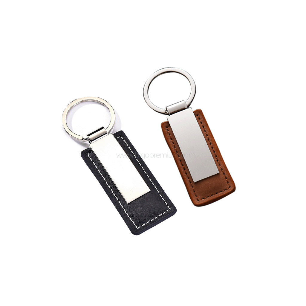 พวงกุญแจพรีเมี่ยม แบบหนัง-โลหะ ทรงสี่เหลี่ยมผืนผ้า